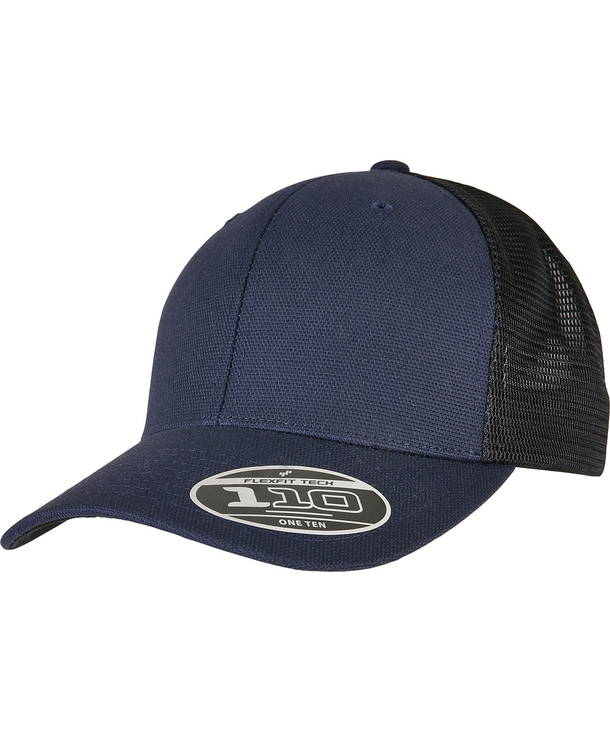 Tryck din logga på Kepsar från Flexfit by Yupoong - Anpassa 110 Trucker i strukturerad canvas i färgen Marinblå One Size för företag, föreningar och privatpersoner