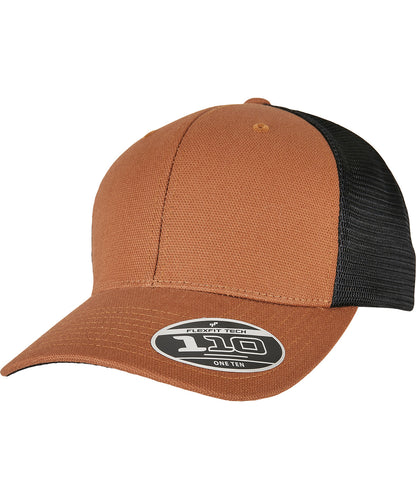 Tryck din logga på Kepsar från Flexfit by Yupoong - Anpassa 110 Trucker i strukturerad canvas i färgen Mellanbrun One Size för företag, föreningar och privatpersoner