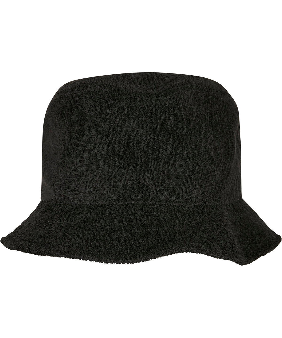Tryck din logga på Hattar från Flexfit by Yupoong - Anpassa Frottee bucket hat i färgen Svart One Size för företag, föreningar och privatpersoner