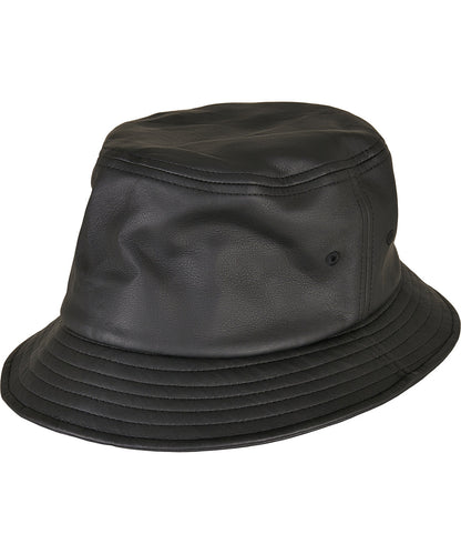 Tryck din logga på Hattar från Flexfit by Yupoong - Anpassa Bucket hat i läderimitation i färgen för företag, föreningar och privatpersoner