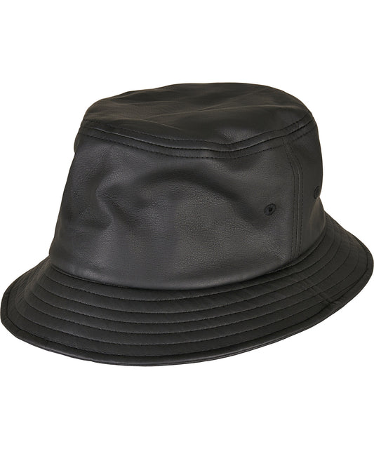 Tryck din logga på Hattar från Flexfit by Yupoong - Anpassa Bucket hat i läderimitation i färgen för företag, föreningar och privatpersoner