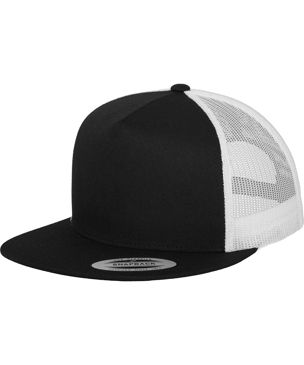 Tryck din logga på Kepsar från Flexfit by Yupoong - Anpassa Klassisk trucker 2-ton i färgen Svart One Size för företag, föreningar och privatpersoner