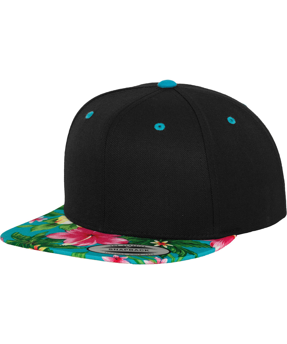 Tryck din logga på Kepsar från Flexfit by Yupoong - Anpassa YP - Hawaiiansk snapback i färgen Svart One Size för företag, föreningar och privatpersoner