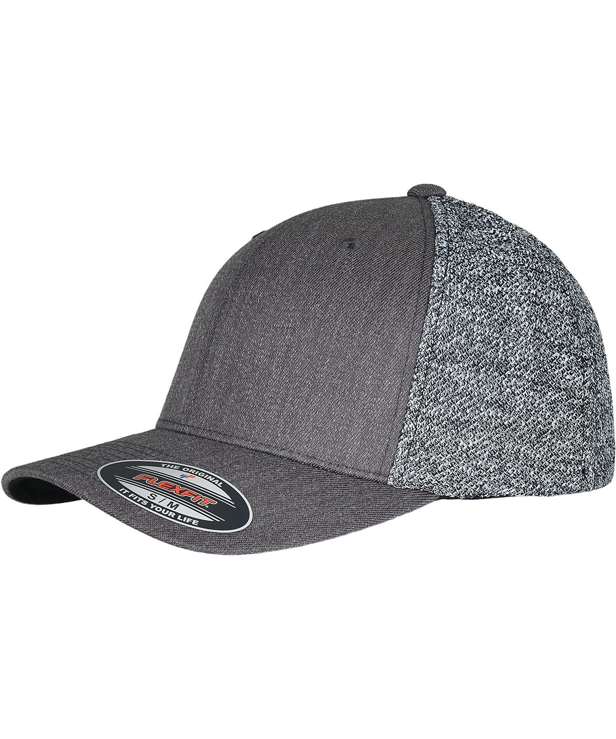 Tryck din logga på Kepsar från Flexfit by Yupoong - Anpassa YP - Flexfit trucker - melange mesh i färgen Mellangrå One Size för företag, föreningar och privatpersoner