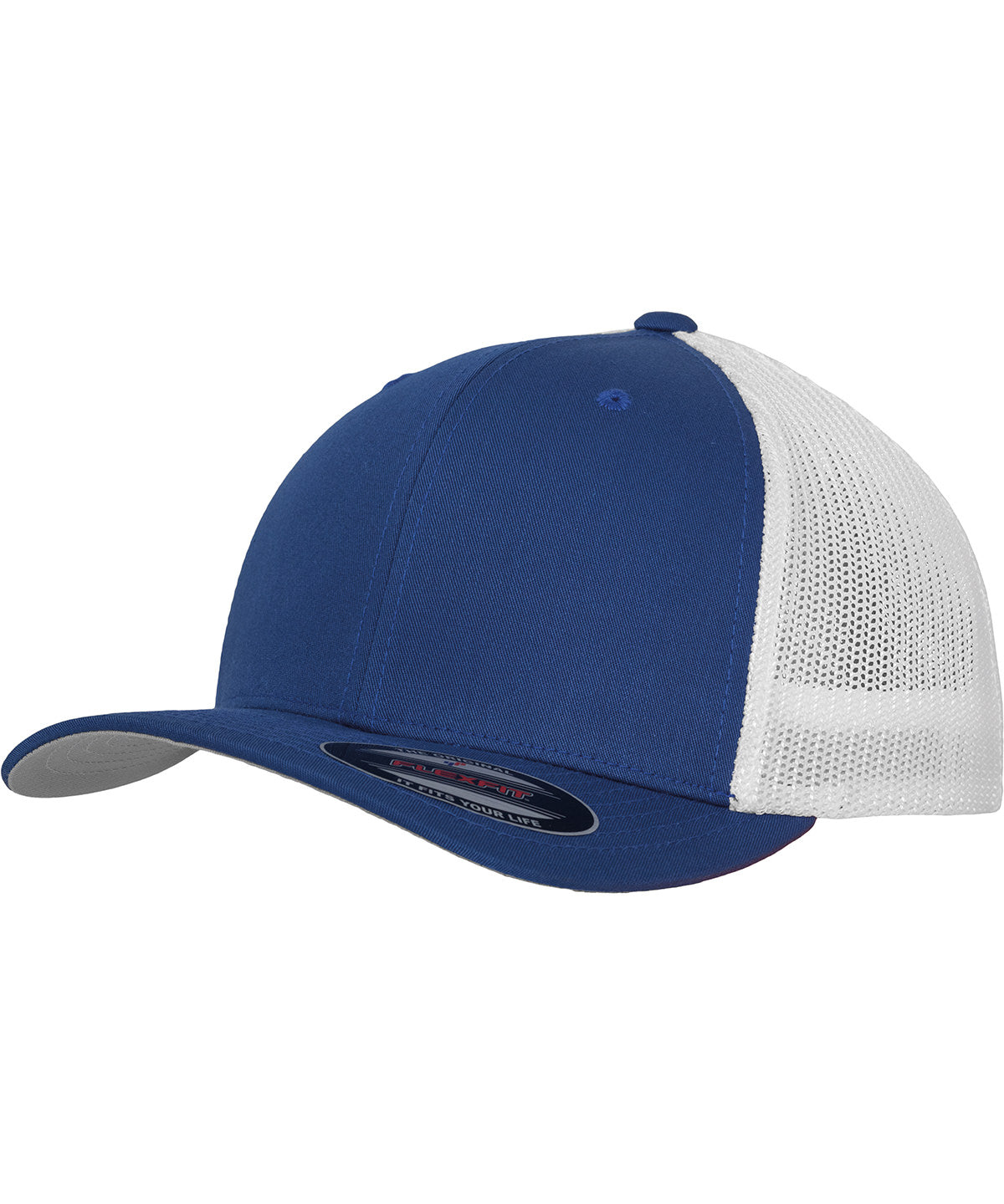 Tryck din logga på Kepsar från Flexfit by Yupoong - Anpassa YP - Flexfit trucker mesh 2-tone i färgen Royal One Size för företag, föreningar och privatpersoner