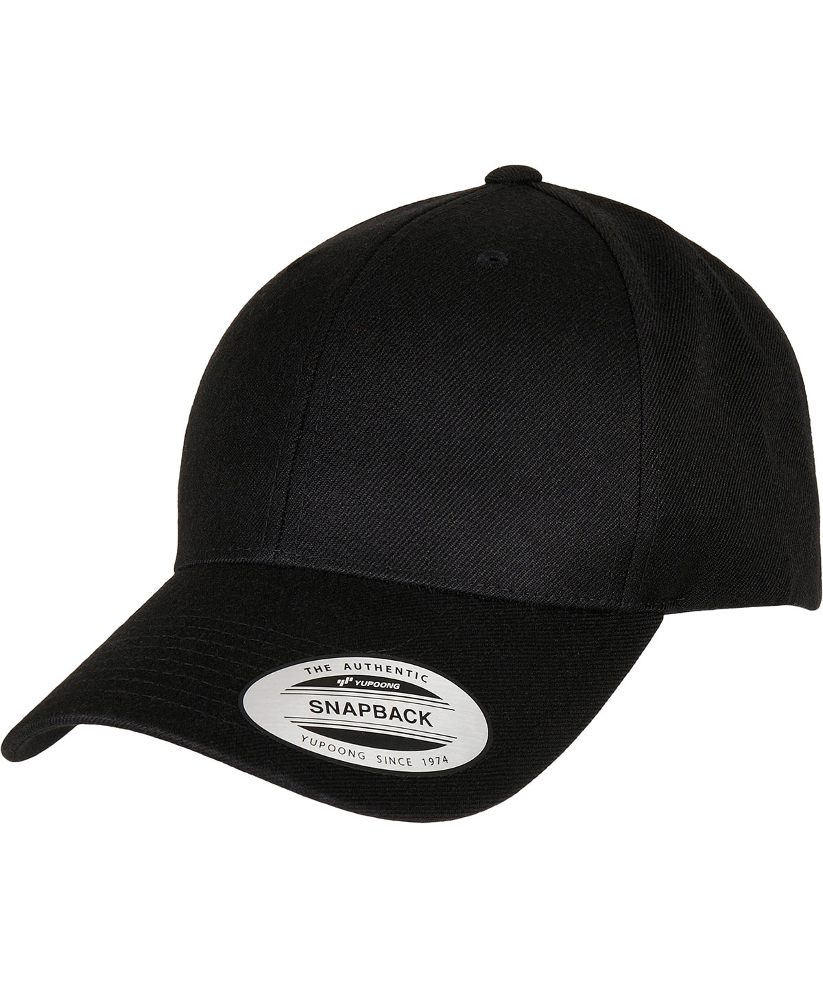 Tryck din logga på Kepsar från Flexfit by Yupoong - Anpassa Flexfit YP - Premium snapback-keps med böjd visir i färgen Svart One Size för företag, föreningar och privatpersoner