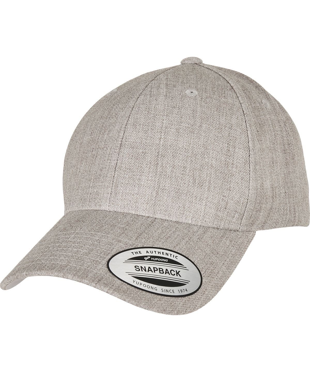 Tryck din logga på Kepsar från Flexfit by Yupoong - Anpassa Flexfit YP - Premium snapback-keps med böjd visir i färgen Ljunggrå One Size för företag, föreningar och privatpersoner