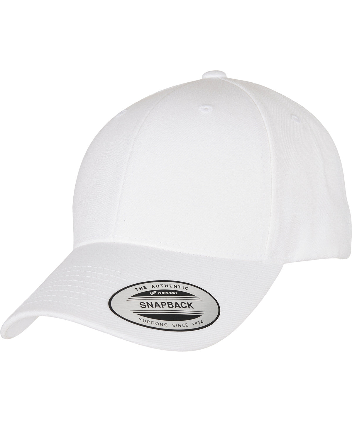 Tryck din logga på Kepsar från Flexfit by Yupoong - Anpassa Flexfit YP - Premium snapback-keps med böjd visir i färgen Vit One Size för företag, föreningar och privatpersoner
