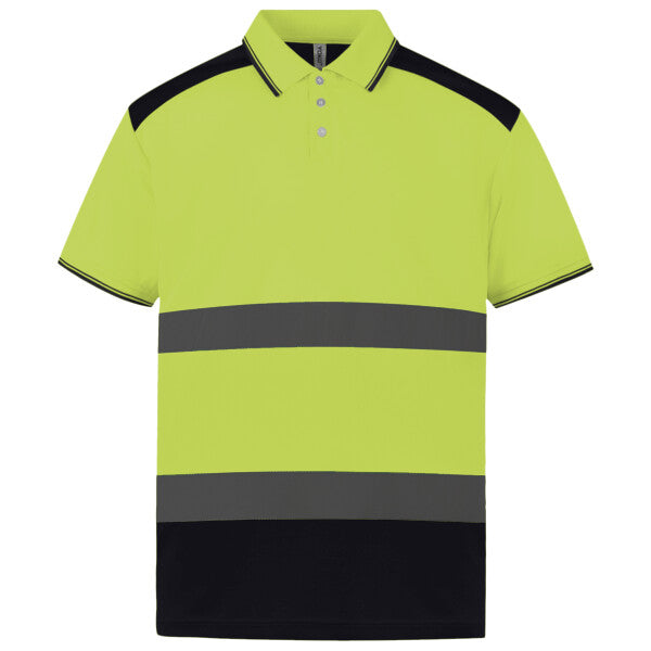 Tryck din logga på från Impala Print Shop - Anpassa YOKO Hi-vis two-tone polo shirt YK104 i färgen Spectra Yellow för företag, föreningar och privatpersoner