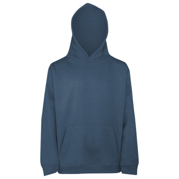 Tryck din logga på Hoodies design från AWDis Just Hoods - Anpassa AWDis Kids Hoodie JH001J – Klassisk och Bekväm Barnhoodie i Många Färger i färgen Airforce Blue för företag, föreningar och privatpersoner