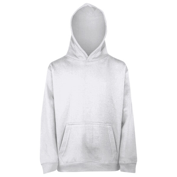Tryck din logga på Hoodies design från AWDis Just Hoods - Anpassa AWDis Kids Hoodie JH001J – Klassisk och Bekväm Barnhoodie i Många Färger i färgen Arctic White för företag, föreningar och privatpersoner