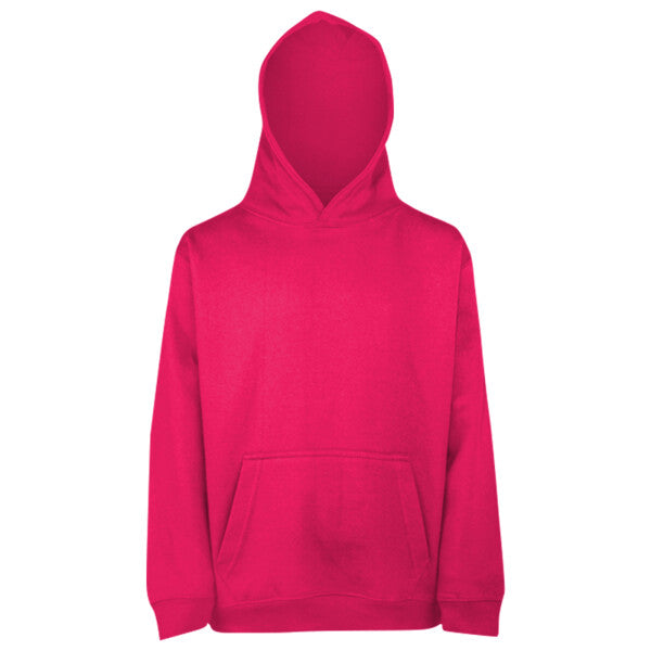 Tryck din logga på Hoodies design från AWDis Just Hoods - Anpassa AWDis Kids Hoodie JH001J – Klassisk och Bekväm Barnhoodie i Många Färger i färgen Hot Pink för företag, föreningar och privatpersoner