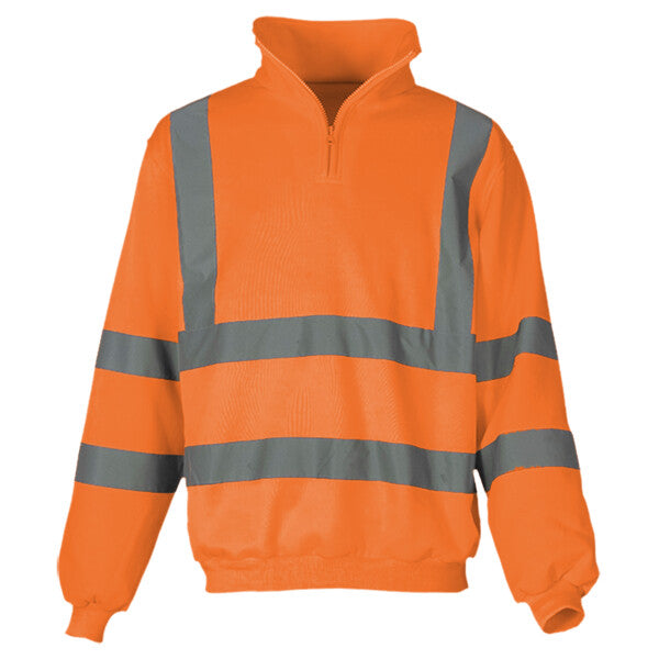 Tryck din logga på från Impala Print Shop - Anpassa YOKO Hi-vis ¼ zip sweatshirt YK031 i färgen Apelsin för företag, föreningar och privatpersoner