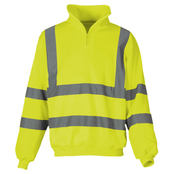 Tryck din logga på från Impala Print Shop - Anpassa YOKO Hi-vis ¼ zip sweatshirt YK031 i färgen Spectra Yellow för företag, föreningar och privatpersoner