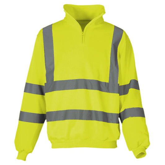 Tryck din logga på från Impala Print Shop - Anpassa YOKO Hi-vis ¼ zip sweatshirt YK031 i färgen Spectra Yellow för företag, föreningar och privatpersoner